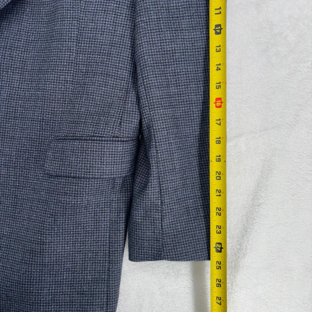 Jos. A. Bank Signature Collection Mens 44R Wool Blazer Blue Gray Houndstooth